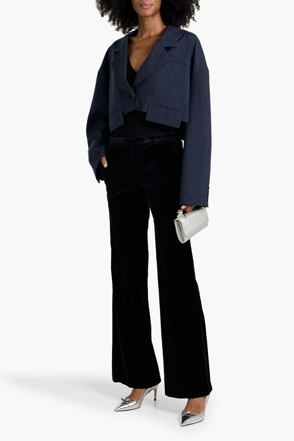 THEORY Cotton-blend velvet wide-leg pants