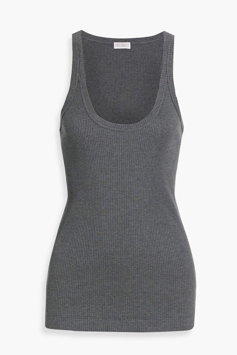 Brunello Cucinelli Ribbed Cotton-jersey Tank In Gray