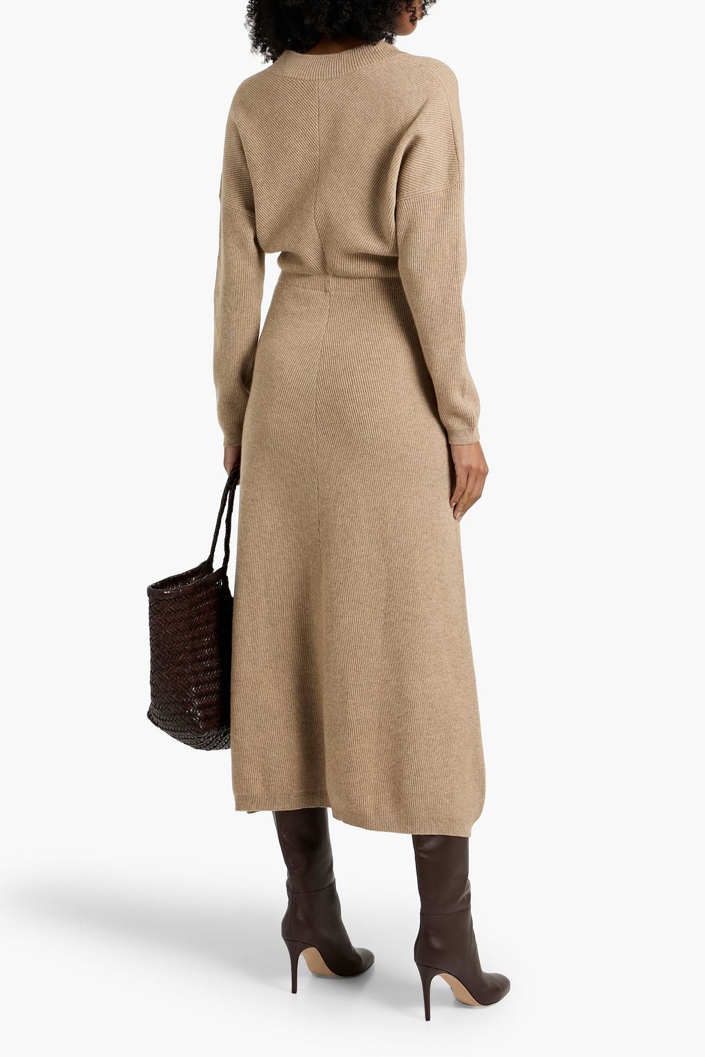 BRUNELLO CUCINELLI Ribbed cashmere midi dress