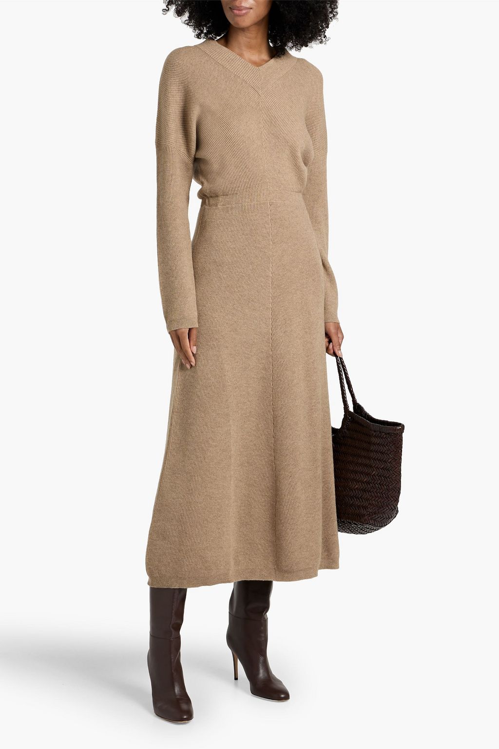 BRUNELLO CUCINELLI Ribbed cashmere midi dress