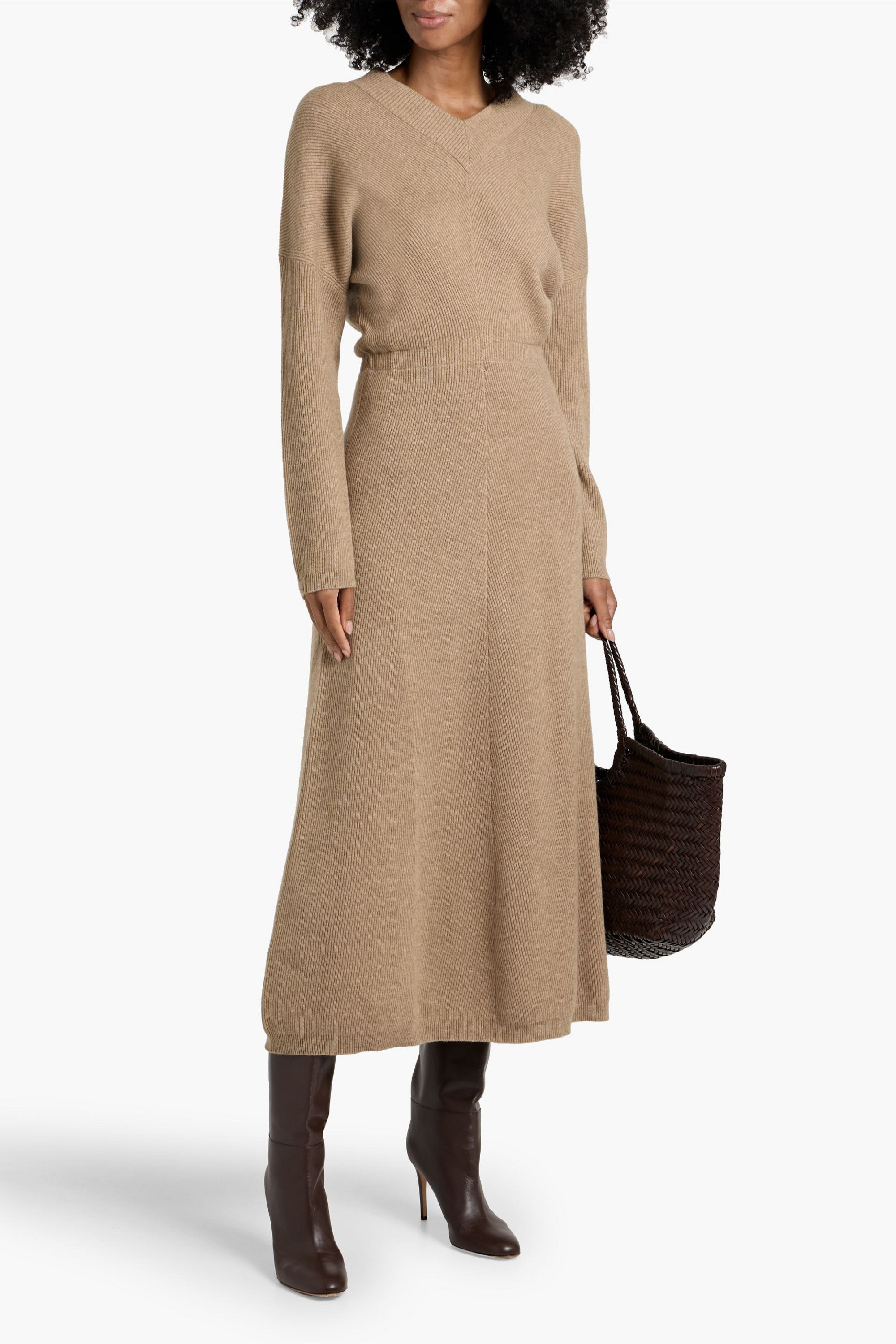 Brunello Cucinelli Ribbed cashmere midi dress