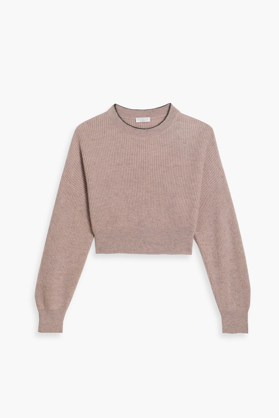 Brunello Cucinelli Cropped Ribbed Mohair-blend Sweater In Pink