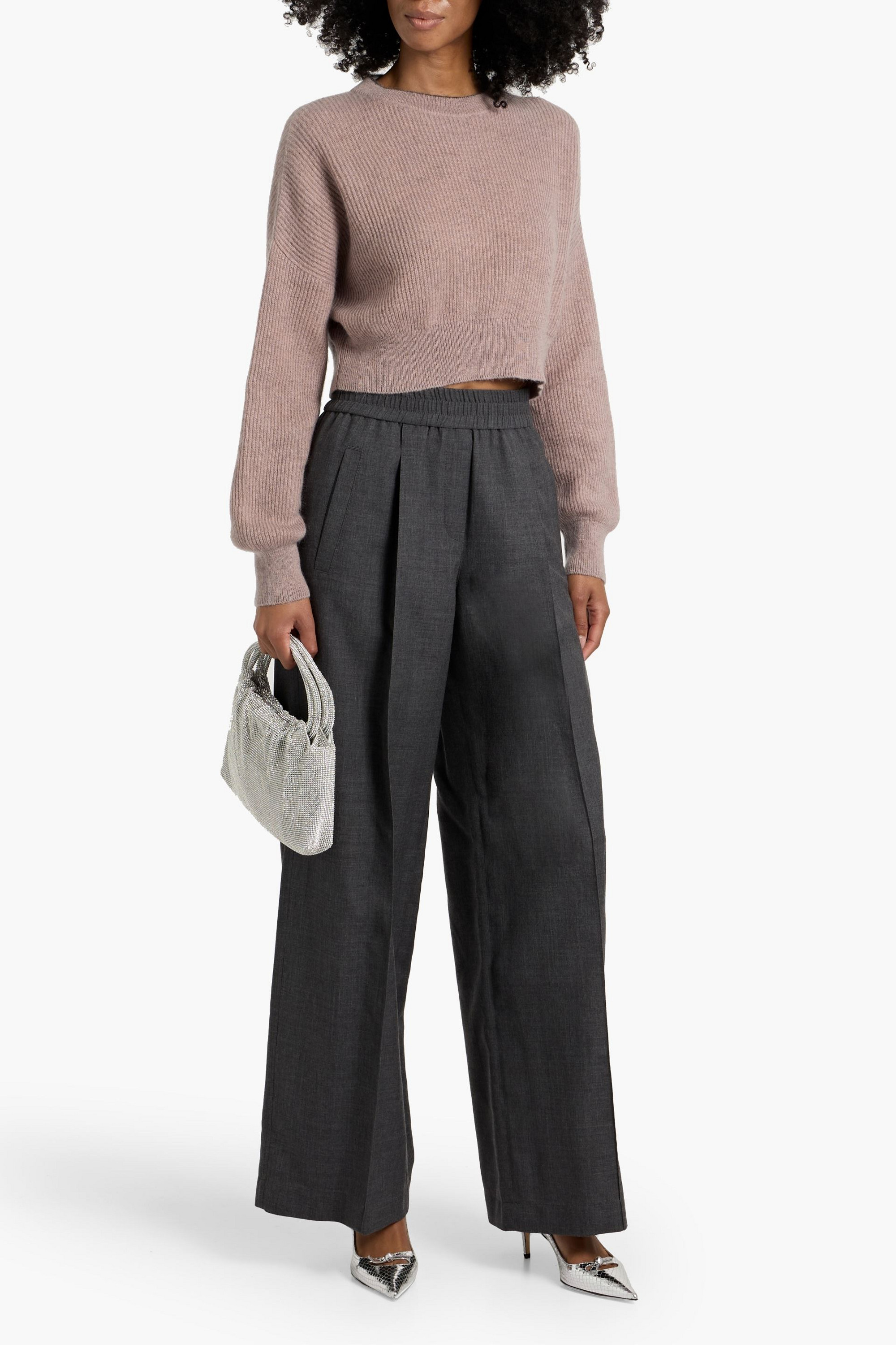 Brunello Cucinelli Cropped ribbed mohair-blend sweater