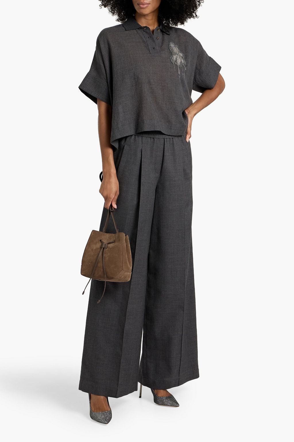BRUNELLO CUCINELLI Bead-embellished wool shirt