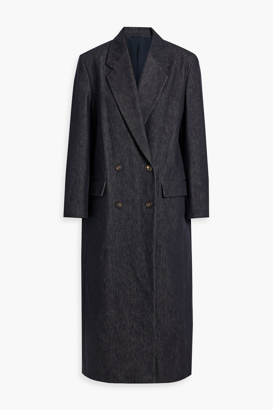 Brunello Cucinelli Double-breasted Denim Coat In Black