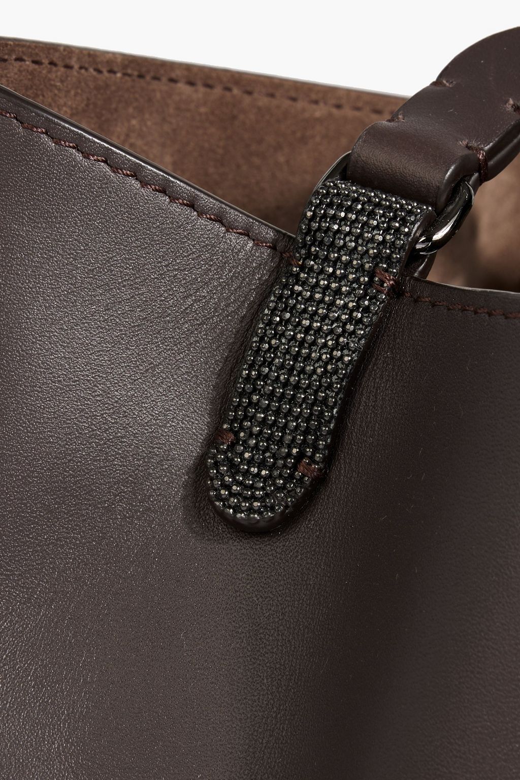 BRUNELLO CUCINELLI Bead-embellished leather bucket bag