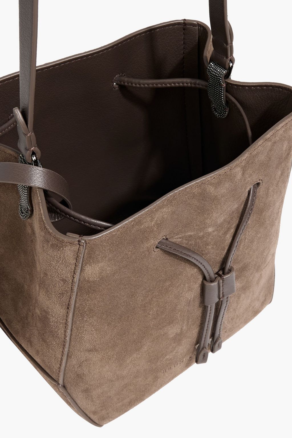 BRUNELLO CUCINELLI Bead-embellished suede bucket bag