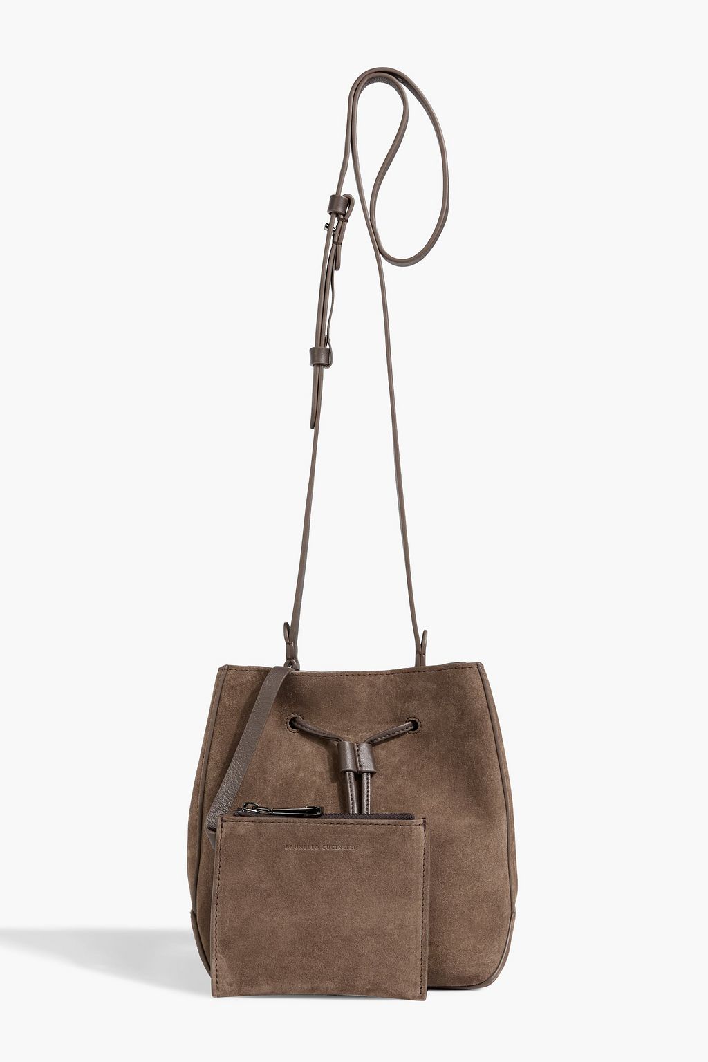 BRUNELLO CUCINELLI Bead-embellished suede bucket bag