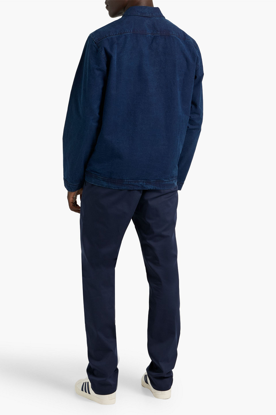 Orlebar Brown Oglio Denim Half-zip Shirt In Blue