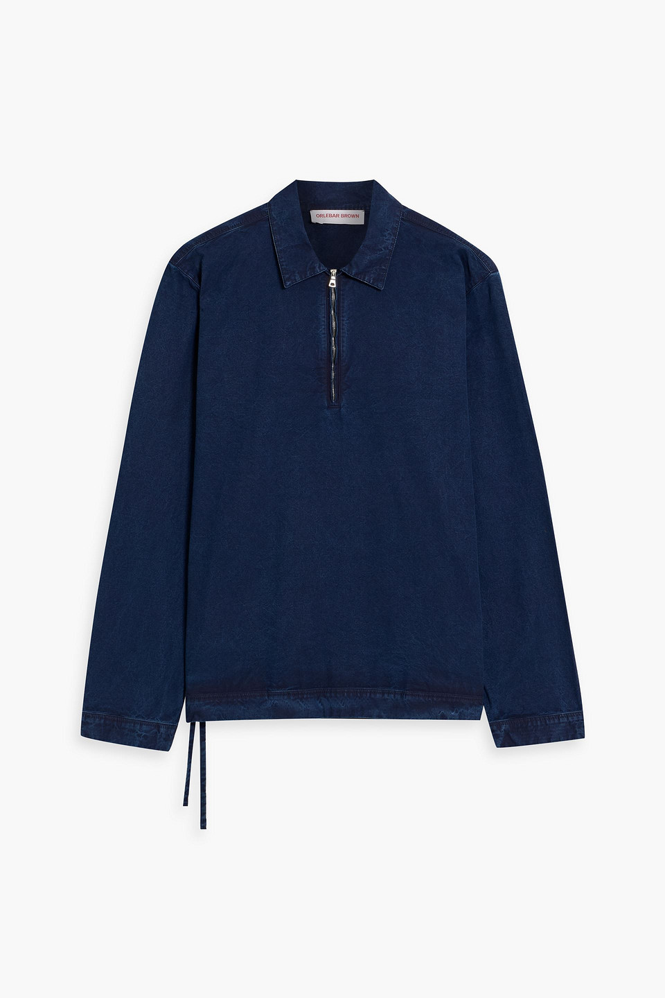 Orlebar Brown Oglio Denim Half-zip Shirt In Blue