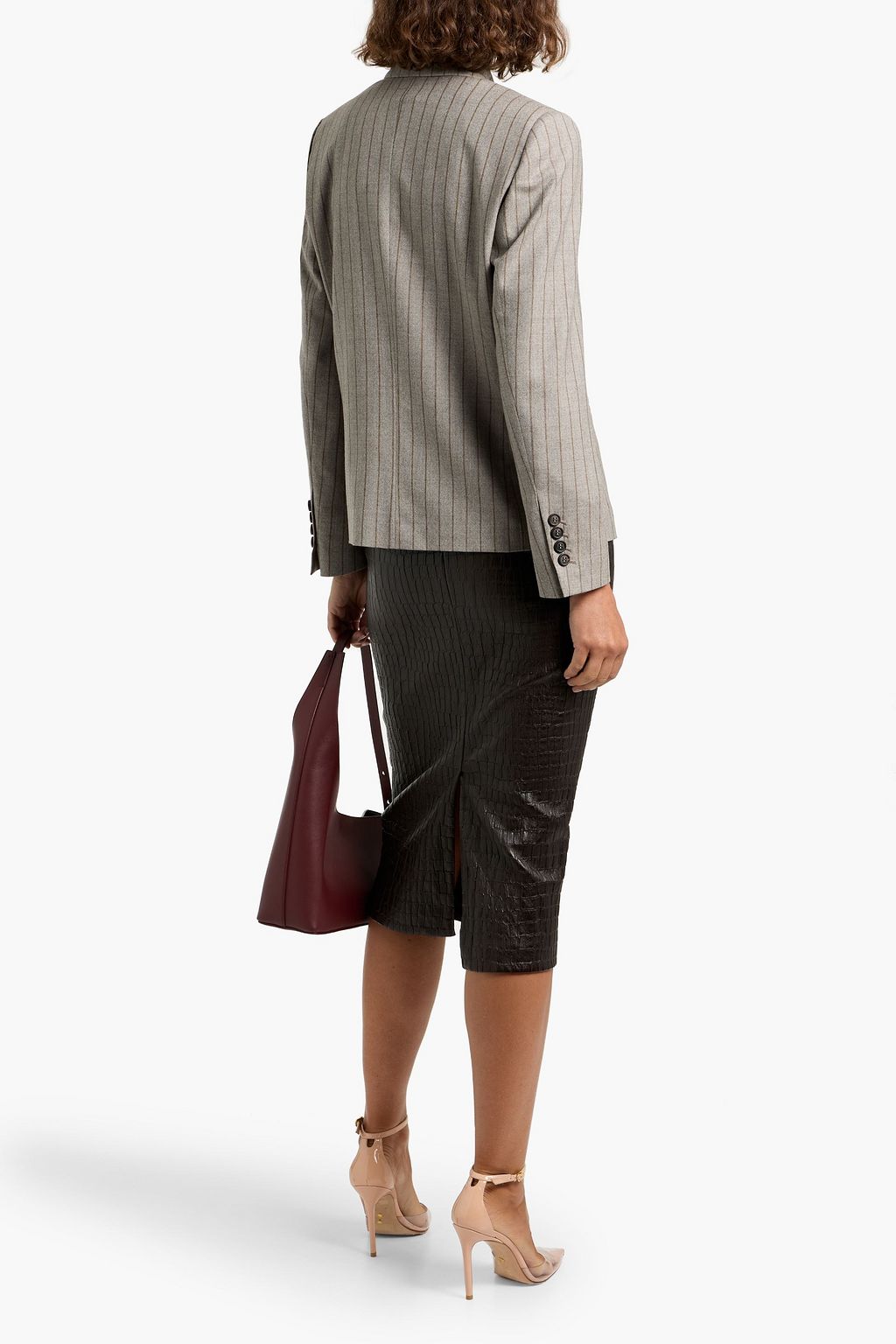 BRUNELLO CUCINELLI Double-breasted pinstriped wool blazer