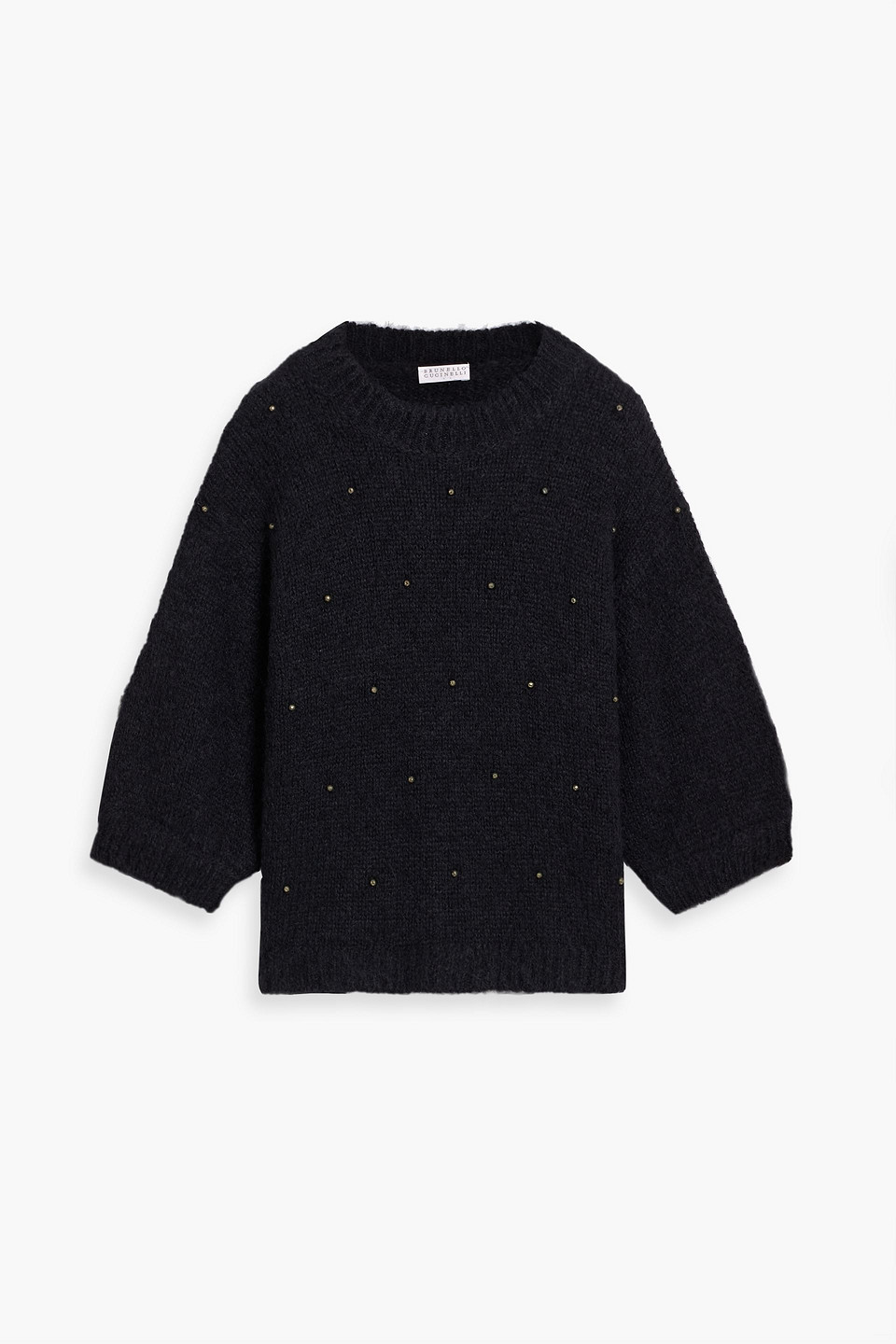 Brunello Cucinelli Bead-embellished Alpaca-blend Sweater In Black