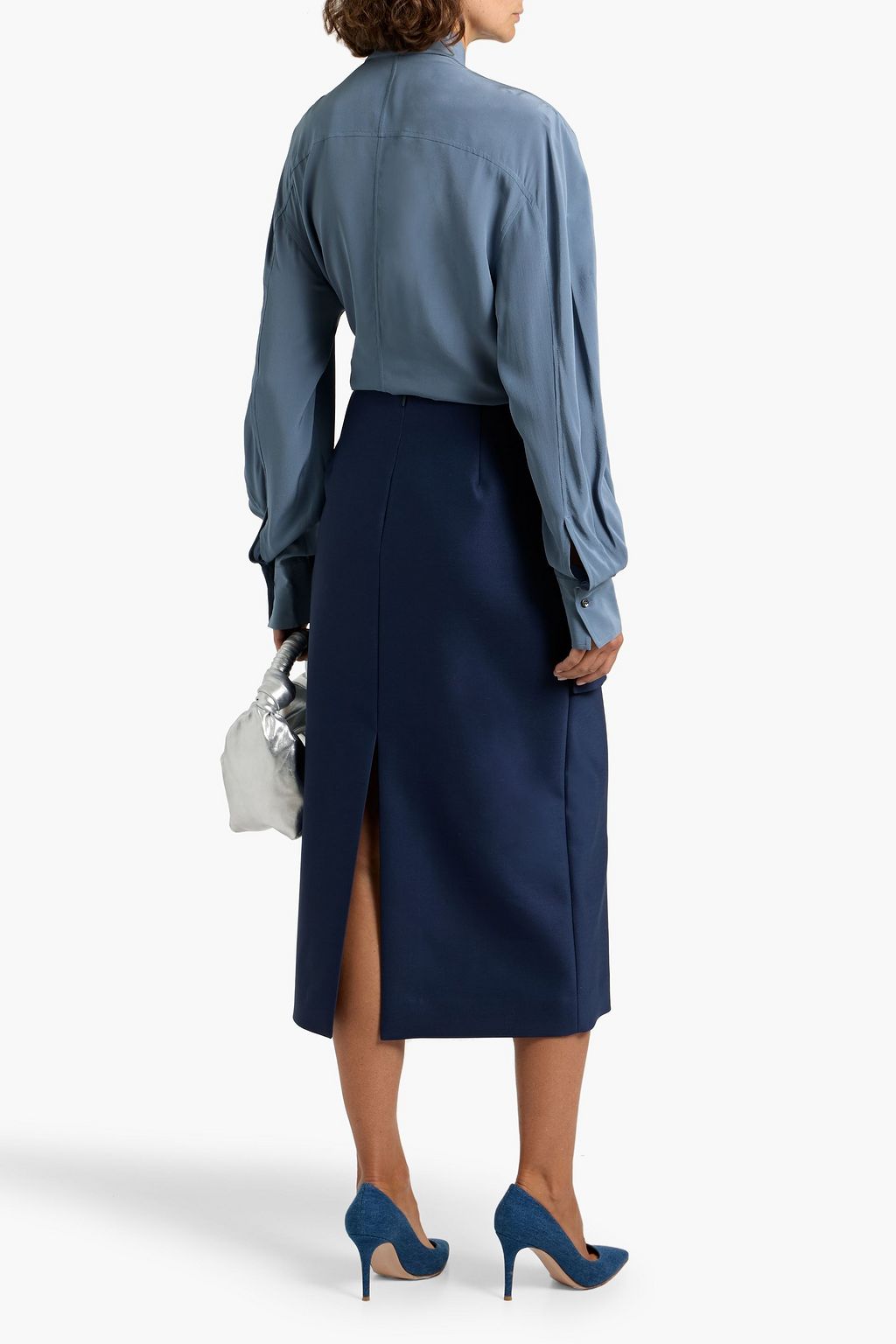 BRUNELLO CUCINELLI Bead-embellished silk crepe de chine shirt