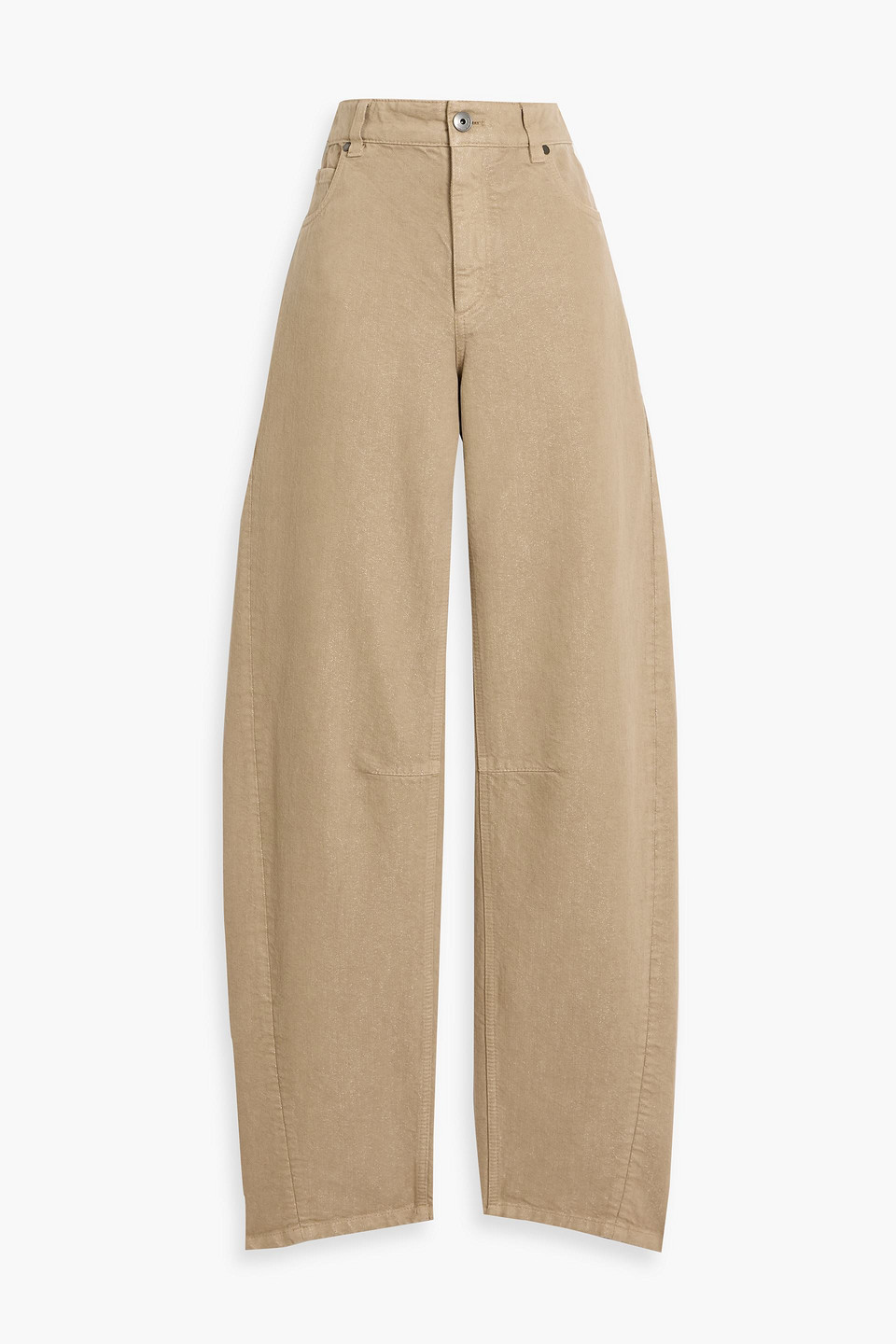 Brunello Cucinelli Metallic High-rise Barrel-leg Jeans In Gold