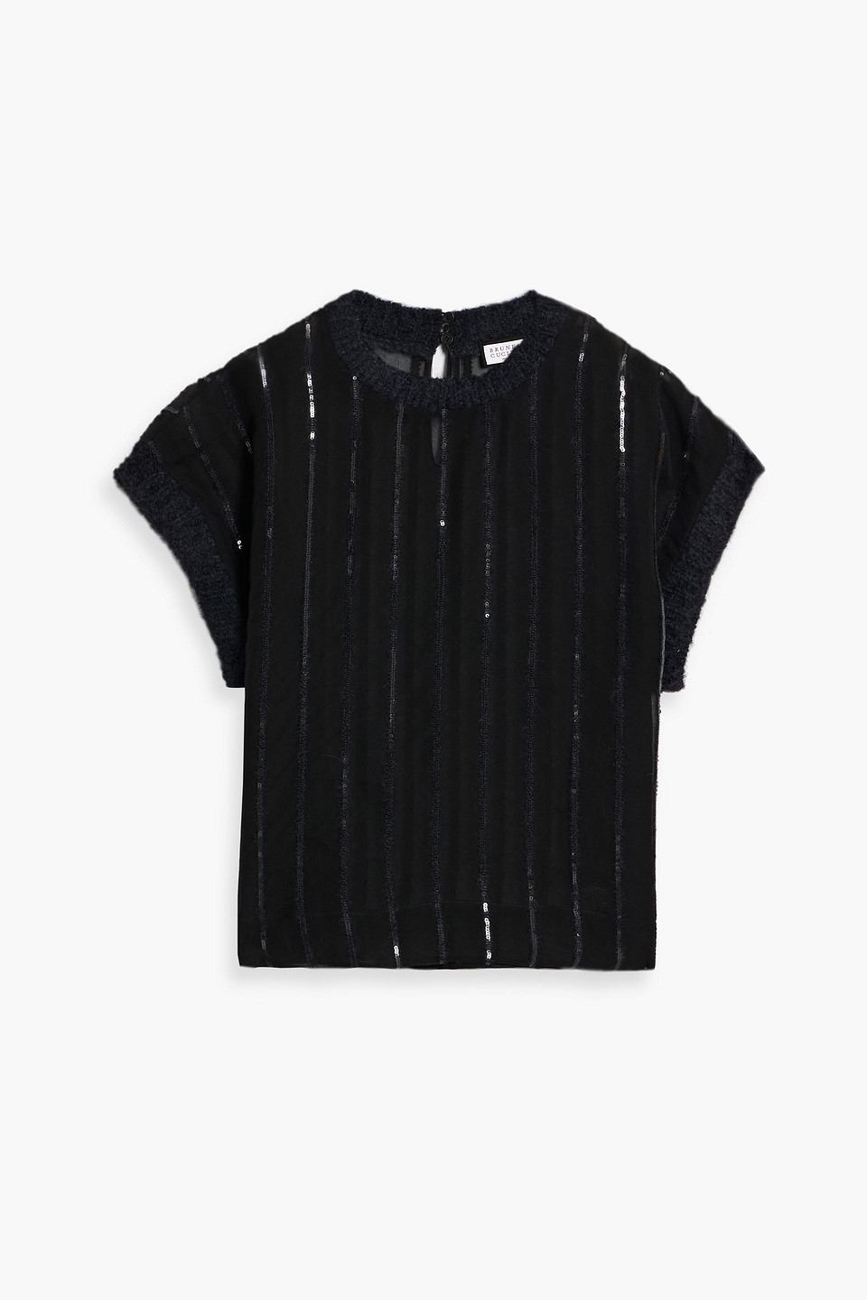 Brunello Cucinelli Sequin-embellished Silk-organza Top In Black