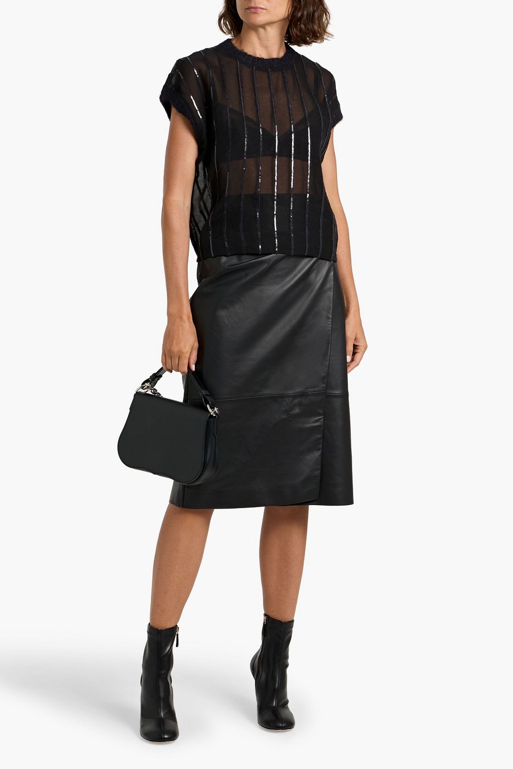 BRUNELLO CUCINELLI Sequin-embellished silk-organza top