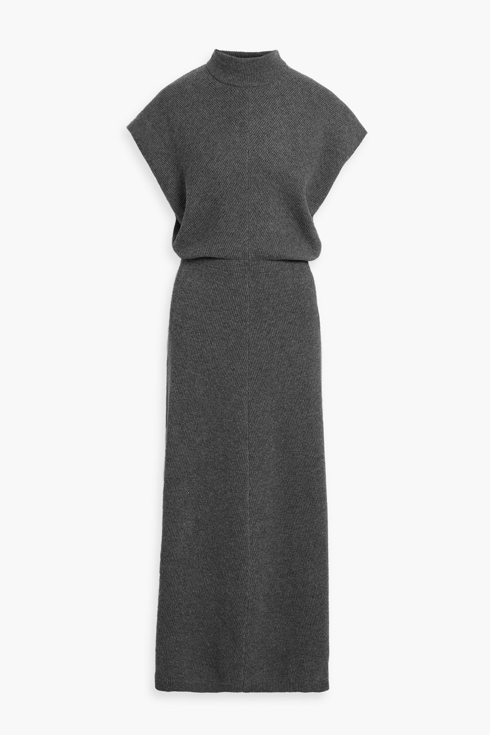 Brunello Cucinelli Ribbed Cashmere Maxi Dress In Gray