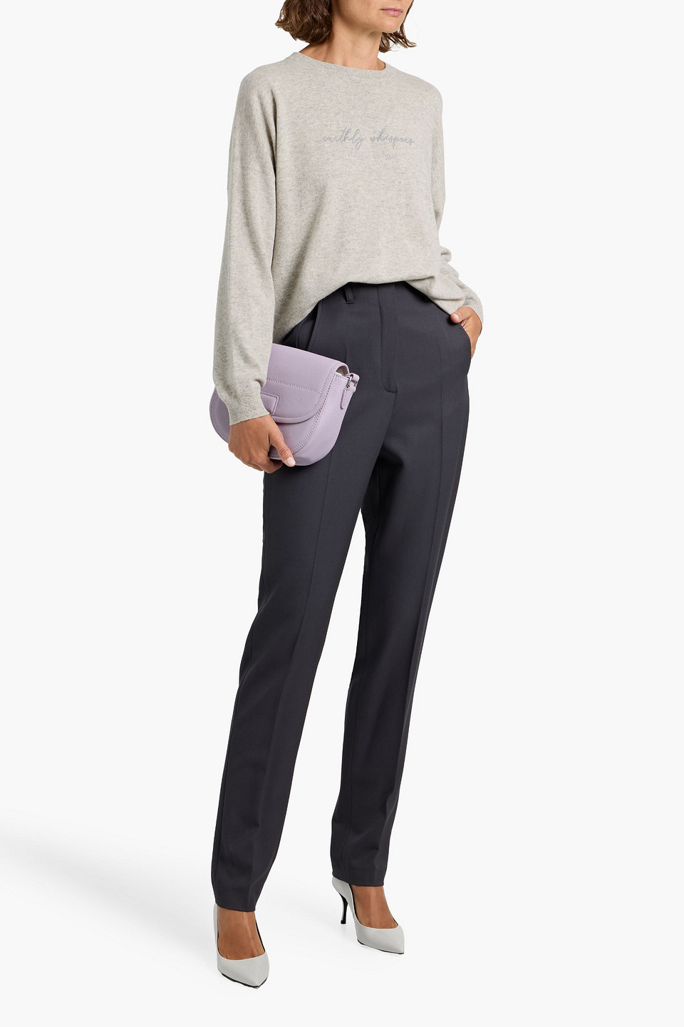 Brunello Cucinelli Embroidered Wool, Cashmere And Silk-blend Sweater In Gold