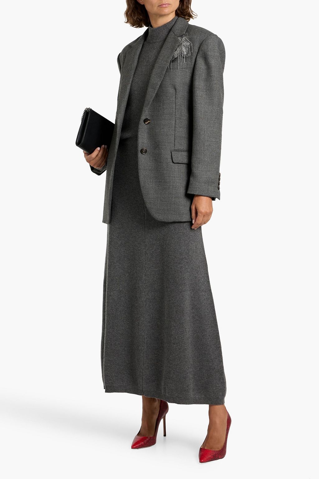 BRUNELLO CUCINELLI Embellished wool-tweed blazer