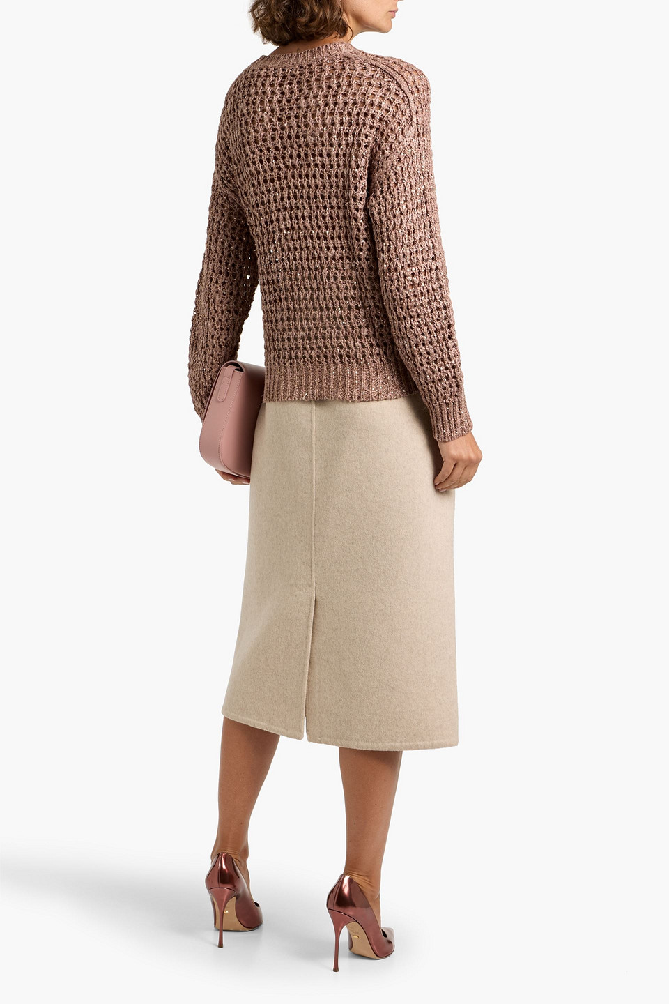Brunello Cucinelli Sequin-embellished Open-knit Sweater In Multi