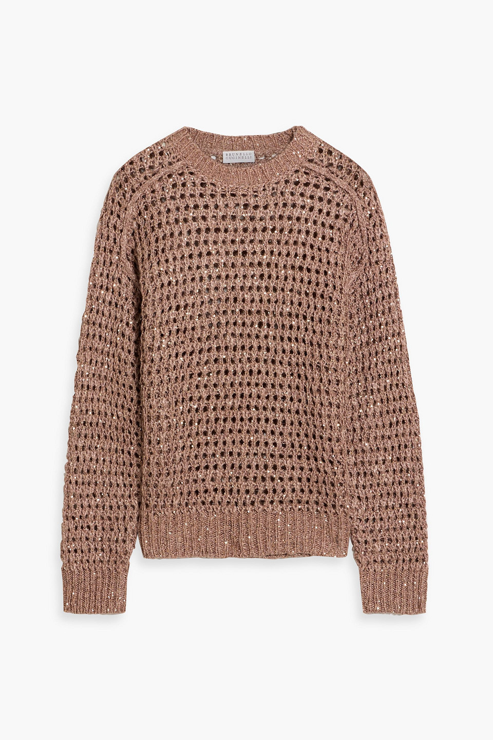 Brunello Cucinelli Sequin-embellished Open-knit Sweater In Multi