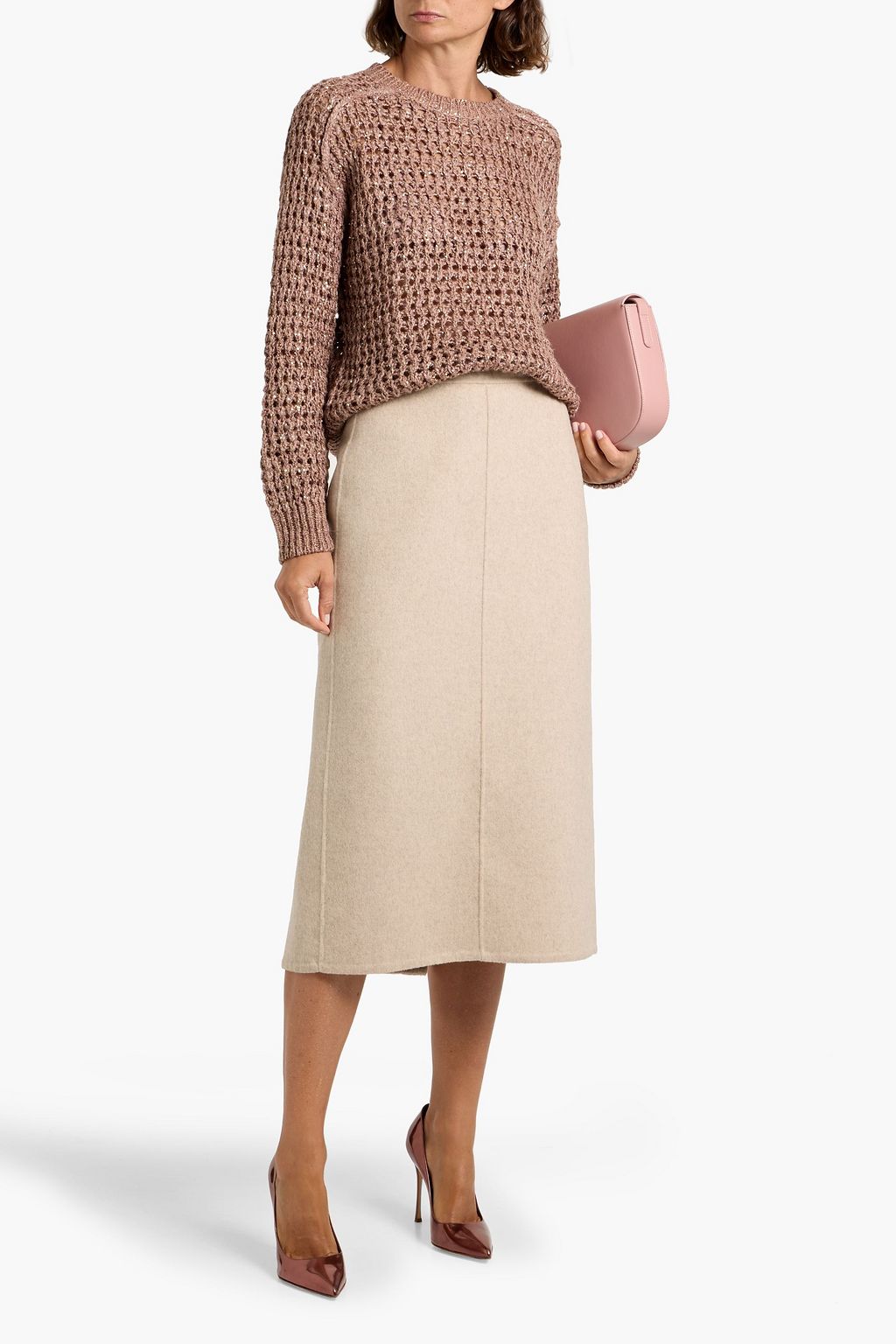 BRUNELLO CUCINELLI Sequin-embellished open-knit sweater