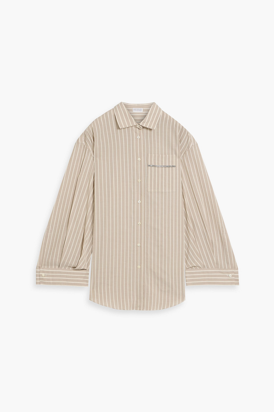 Striped cotton and wool-blend jacquard shirt