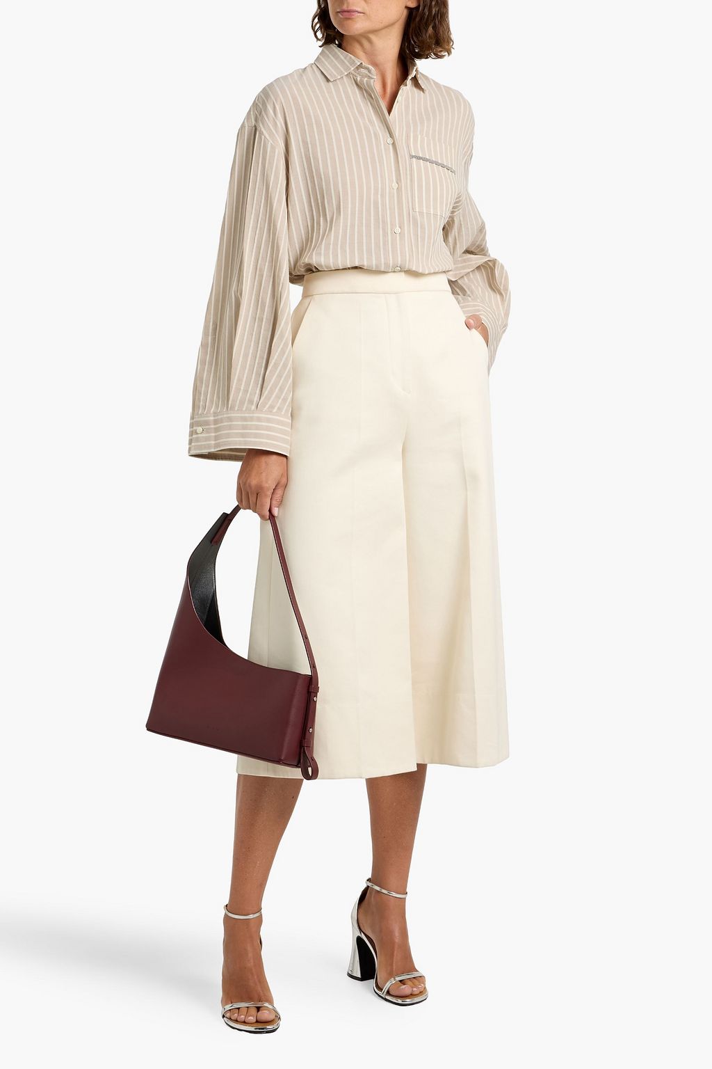 BRUNELLO CUCINELLI Striped cotton and wool-blend jacquard shirt