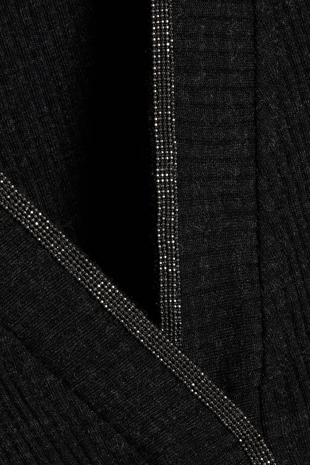 BRUNELLO CUCINELLI Bead-embellished ribbed wool top