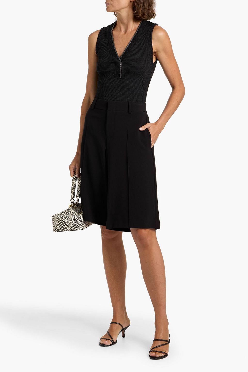 BRUNELLO CUCINELLI Bead-embellished ribbed wool top