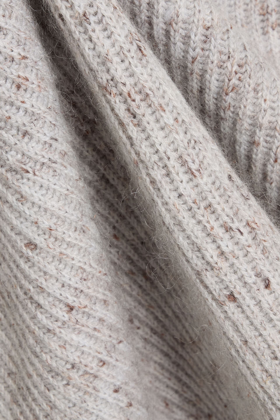 Brunello Cucinelli Donegal Ribbed Wool-blend Sweater In Gray