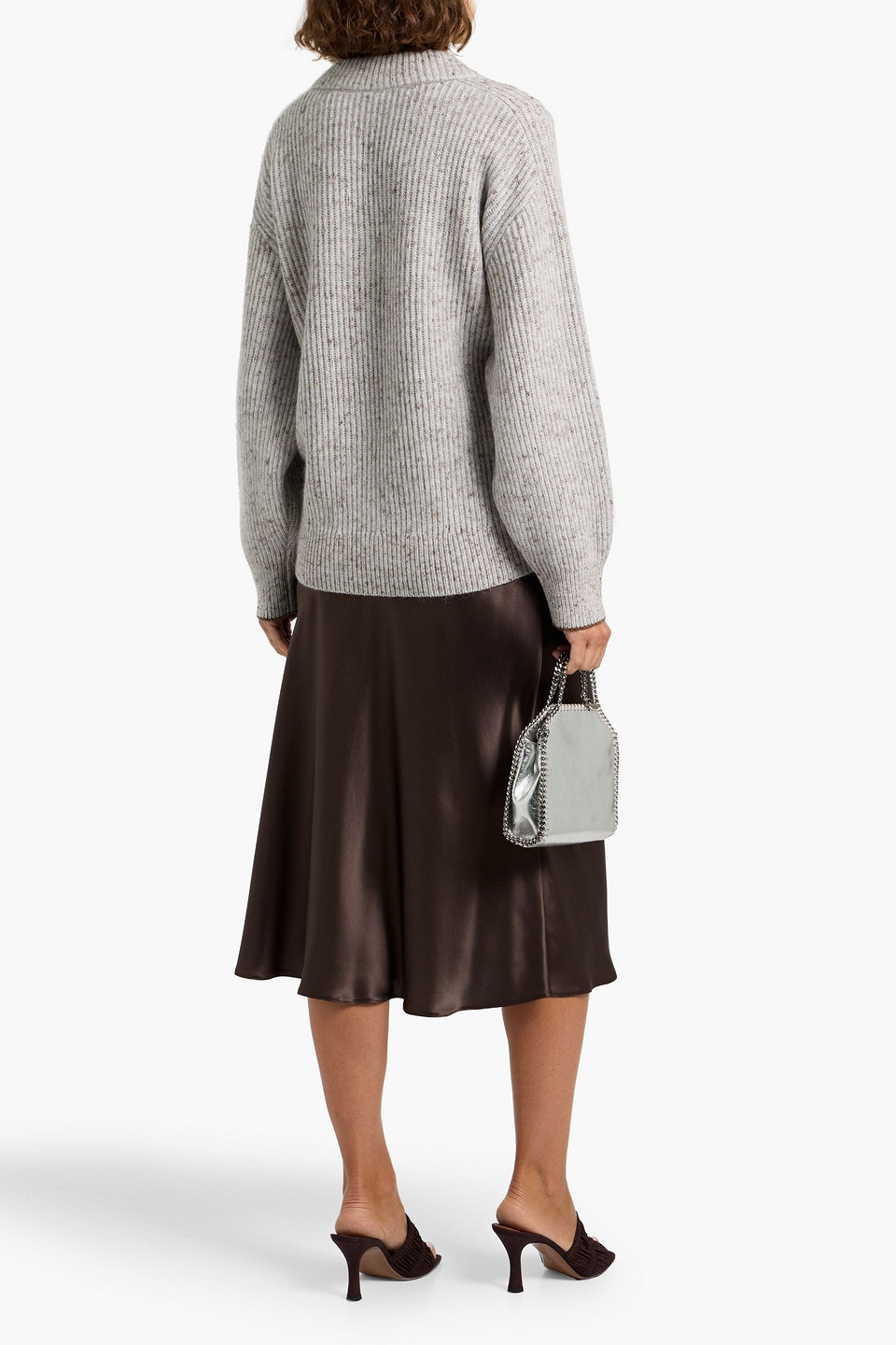 Brunello Cucinelli Donegal Ribbed Wool-blend Sweater In Gray