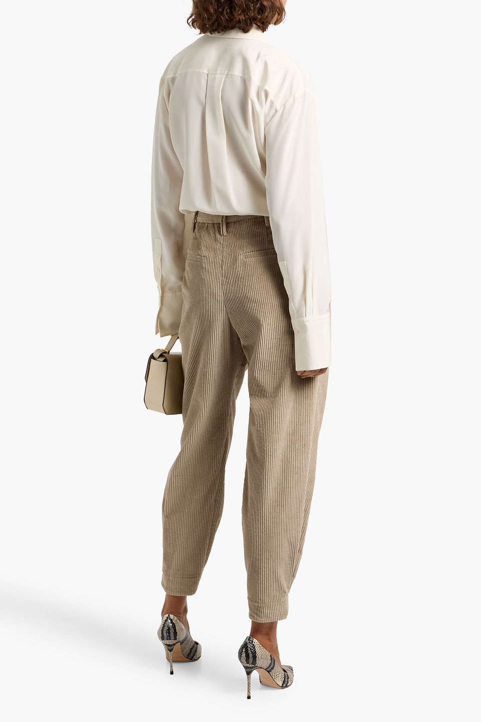 Brunello Cucinelli Wool-corduroy Tapered Pants In Gold