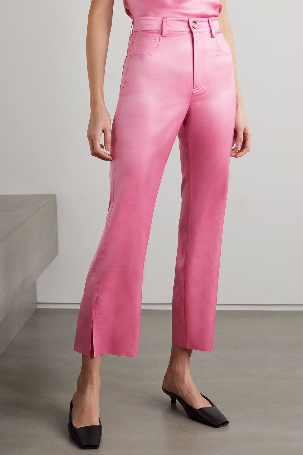 NANUSHKA Vaeda cropped satin flared pants
