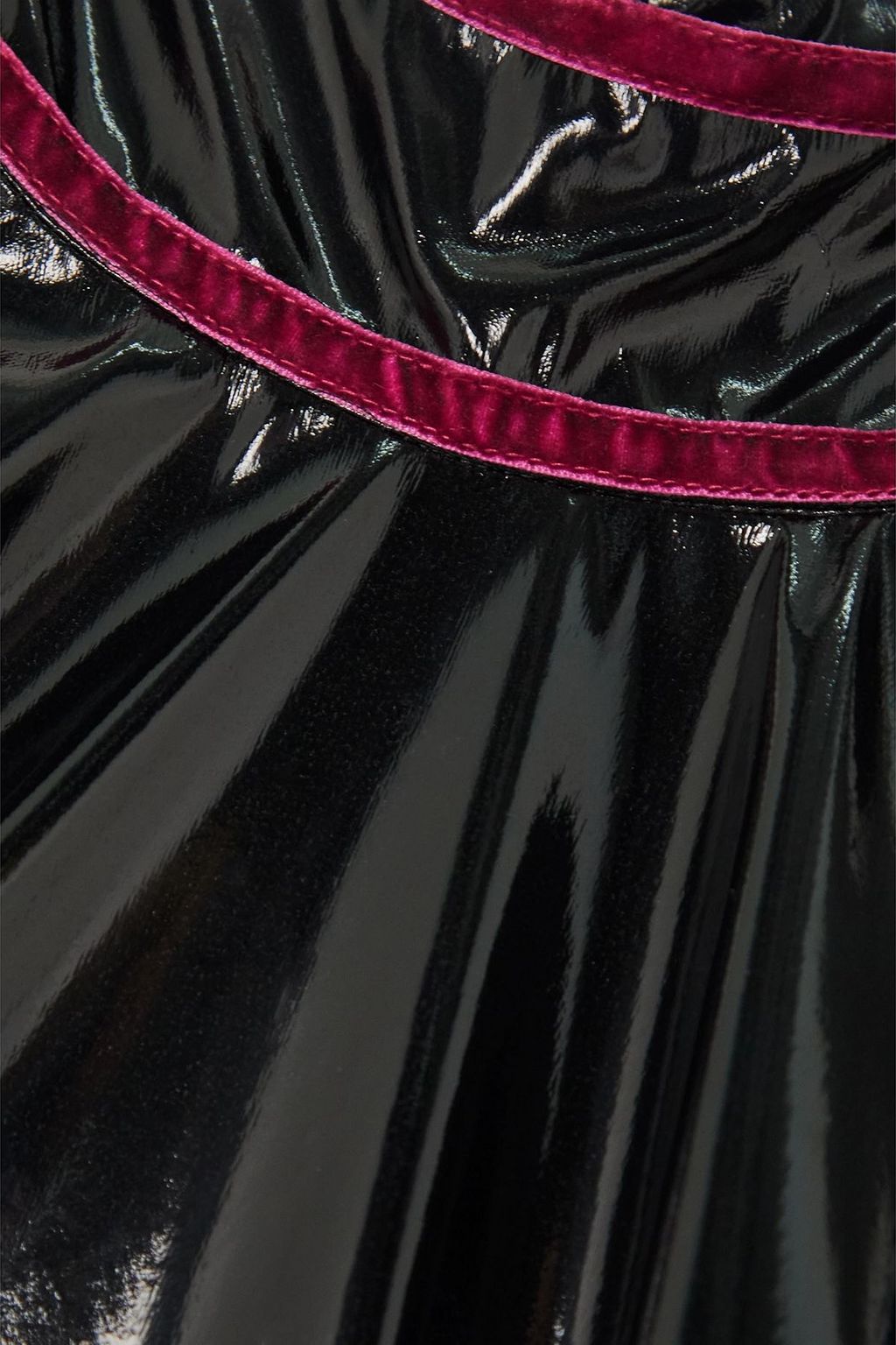 BATSHEVA Tate velvet-trimmed vinyl midi dress