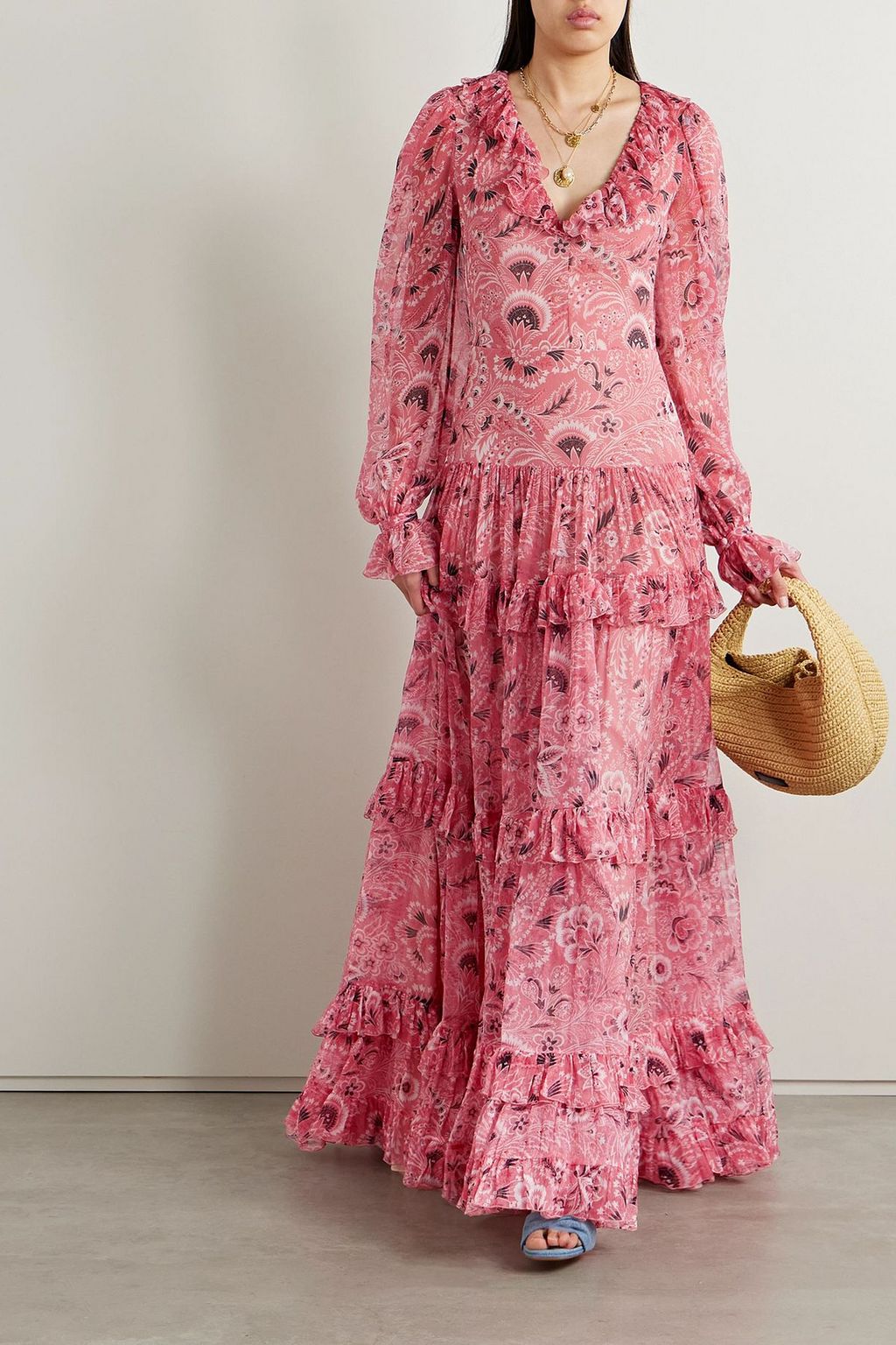 ETRO Ruffled paisley-print silk-crepon maxi dress