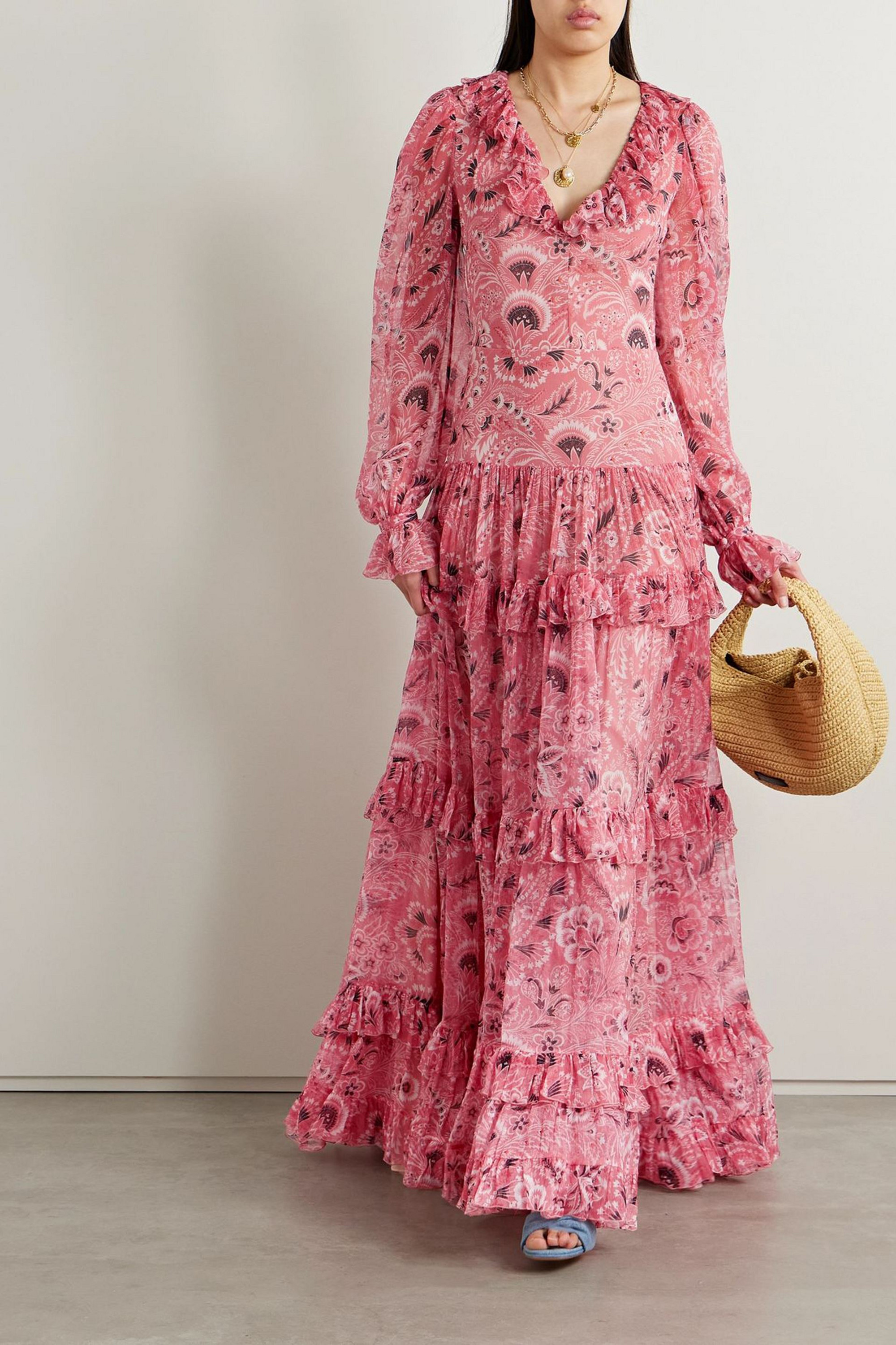 Etro Ruffled paisley-print silk-crepon maxi dress
