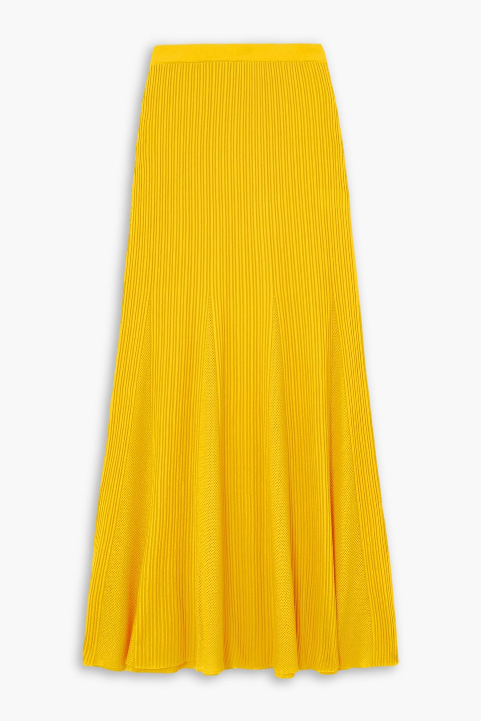 Gabriela Hearst Eula Ribbed And Pointelle-knit Wool Maxi Skirt In Yellow