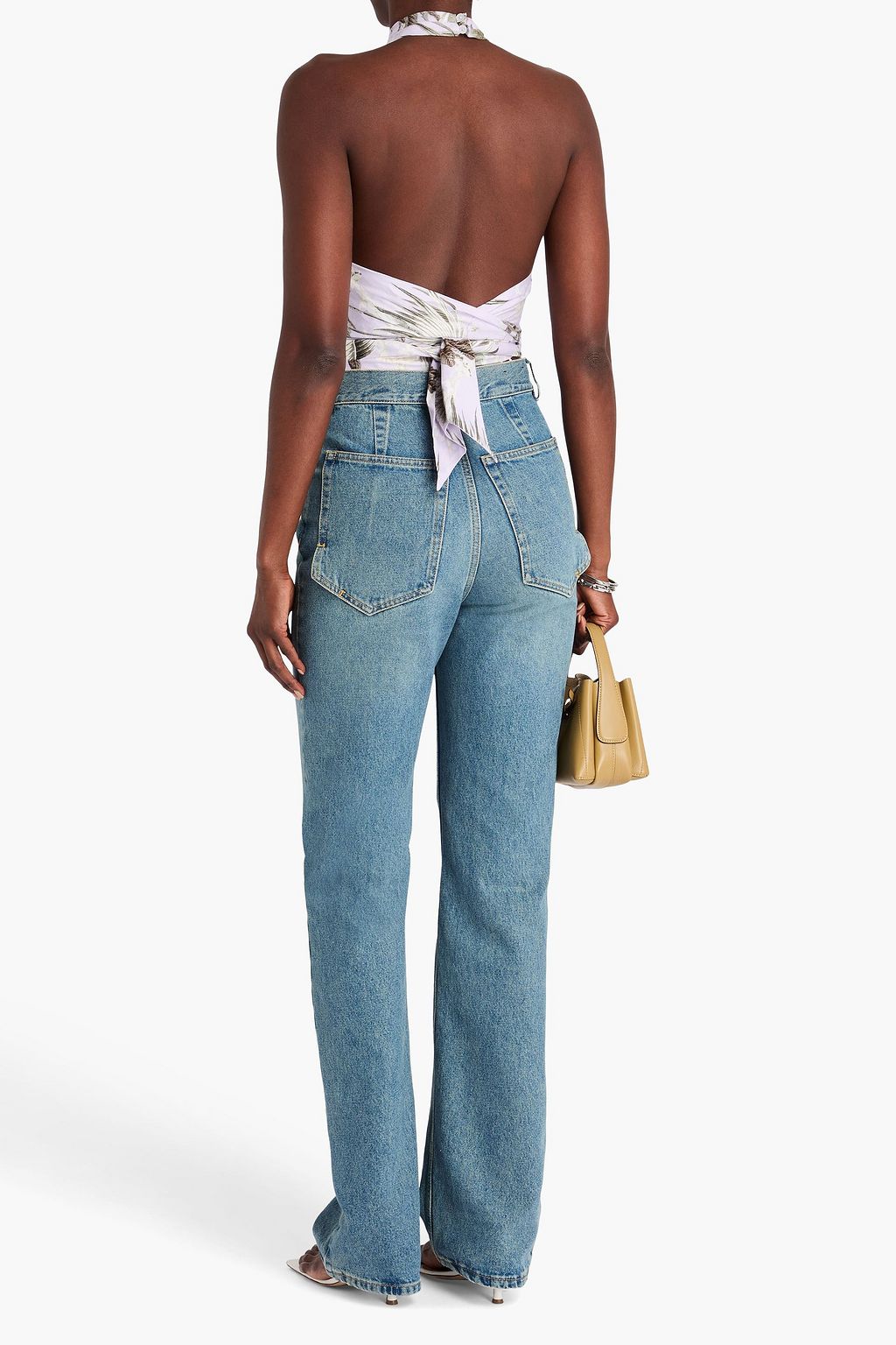 ERDEM Luna cropped floral-print cotton halterneck top