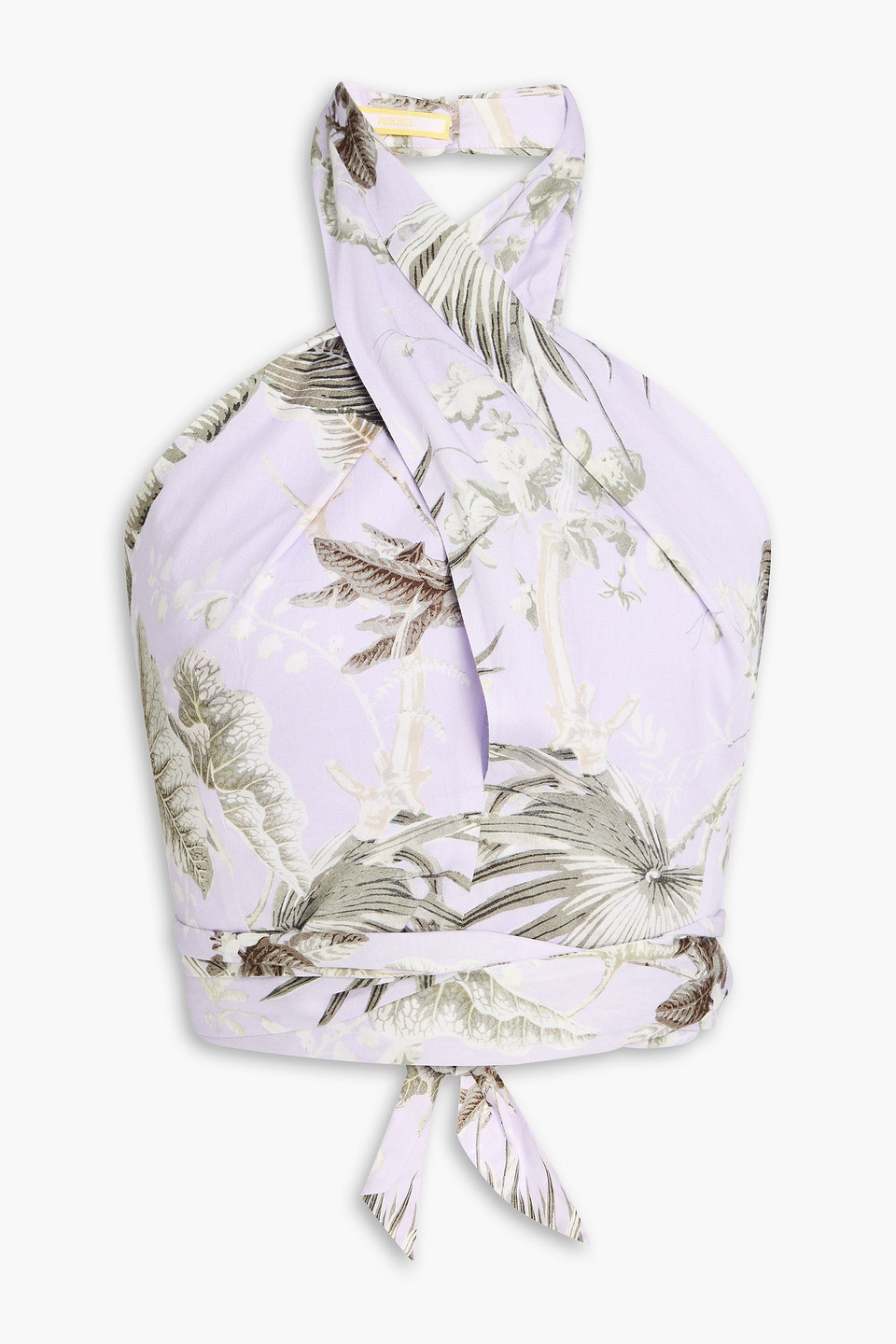 Erdem Luna Cropped Cotton Halterneck Top In Purple