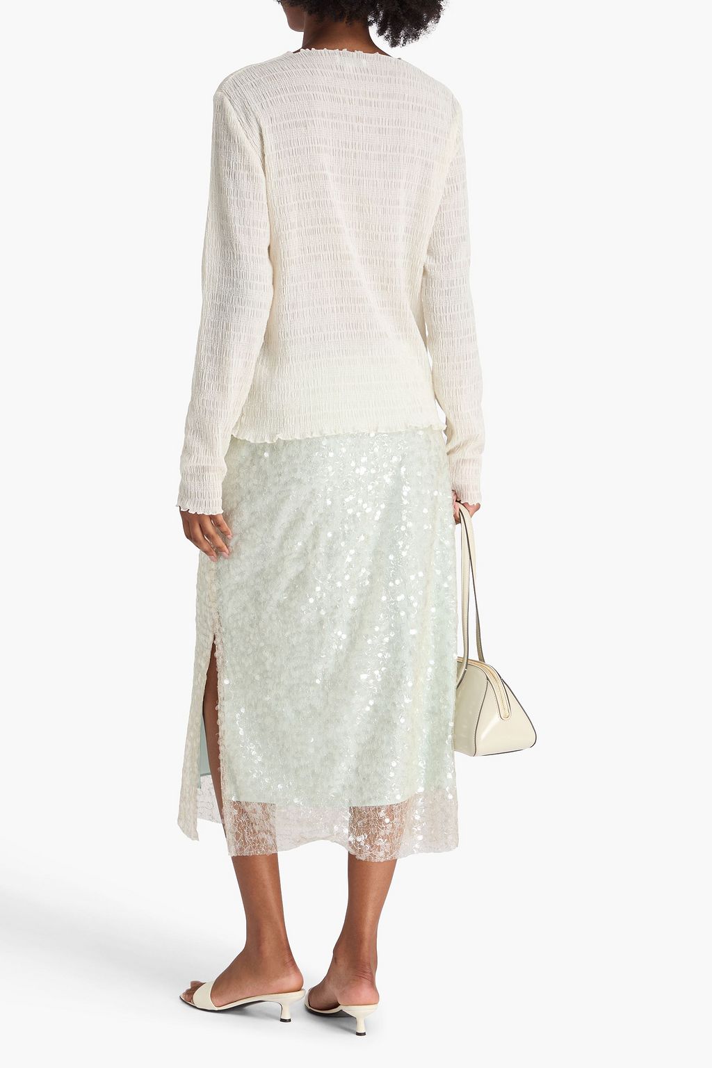 VINCE. Shirred stretch-knit top