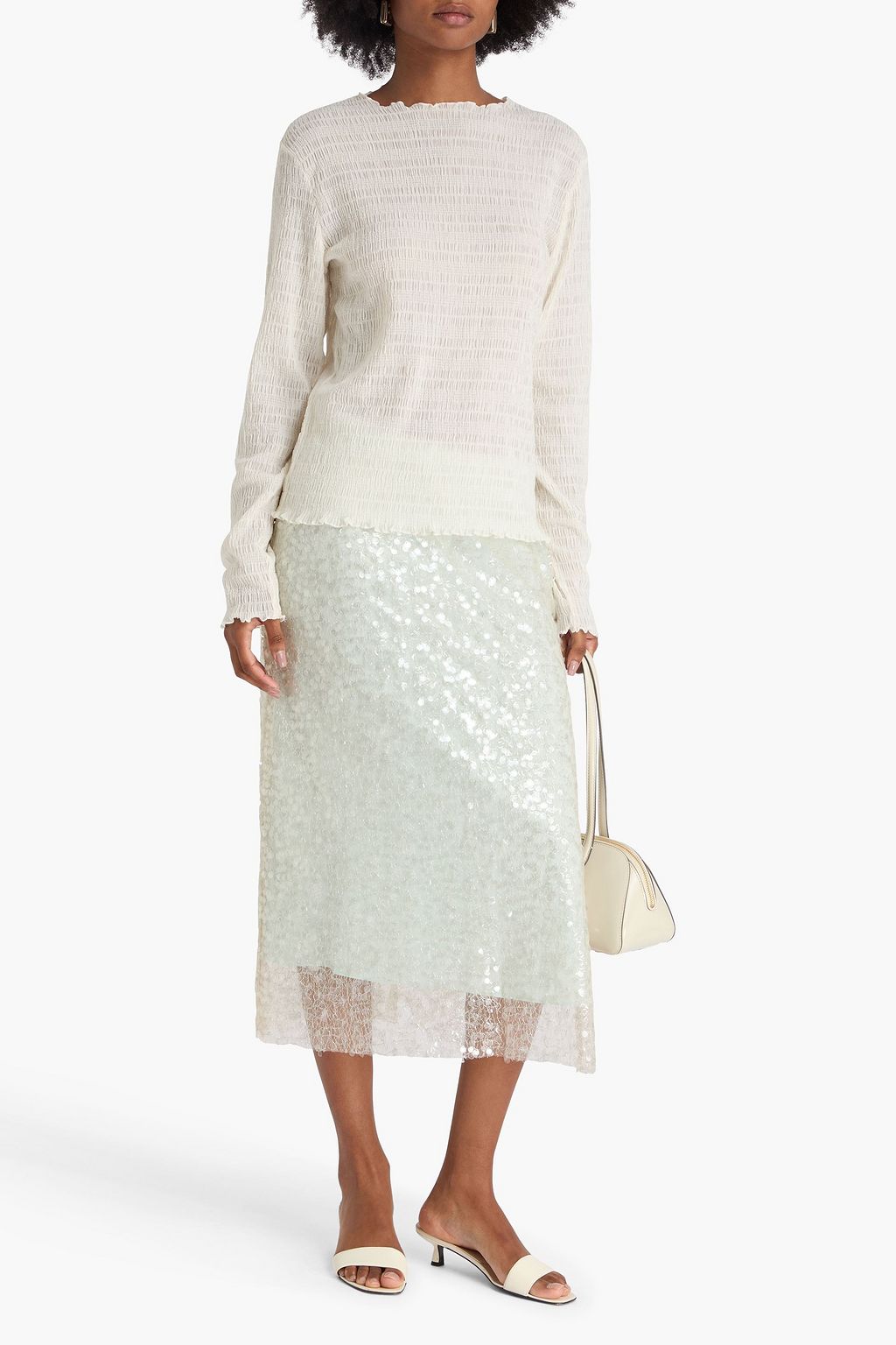 VINCE. Shirred stretch-knit top