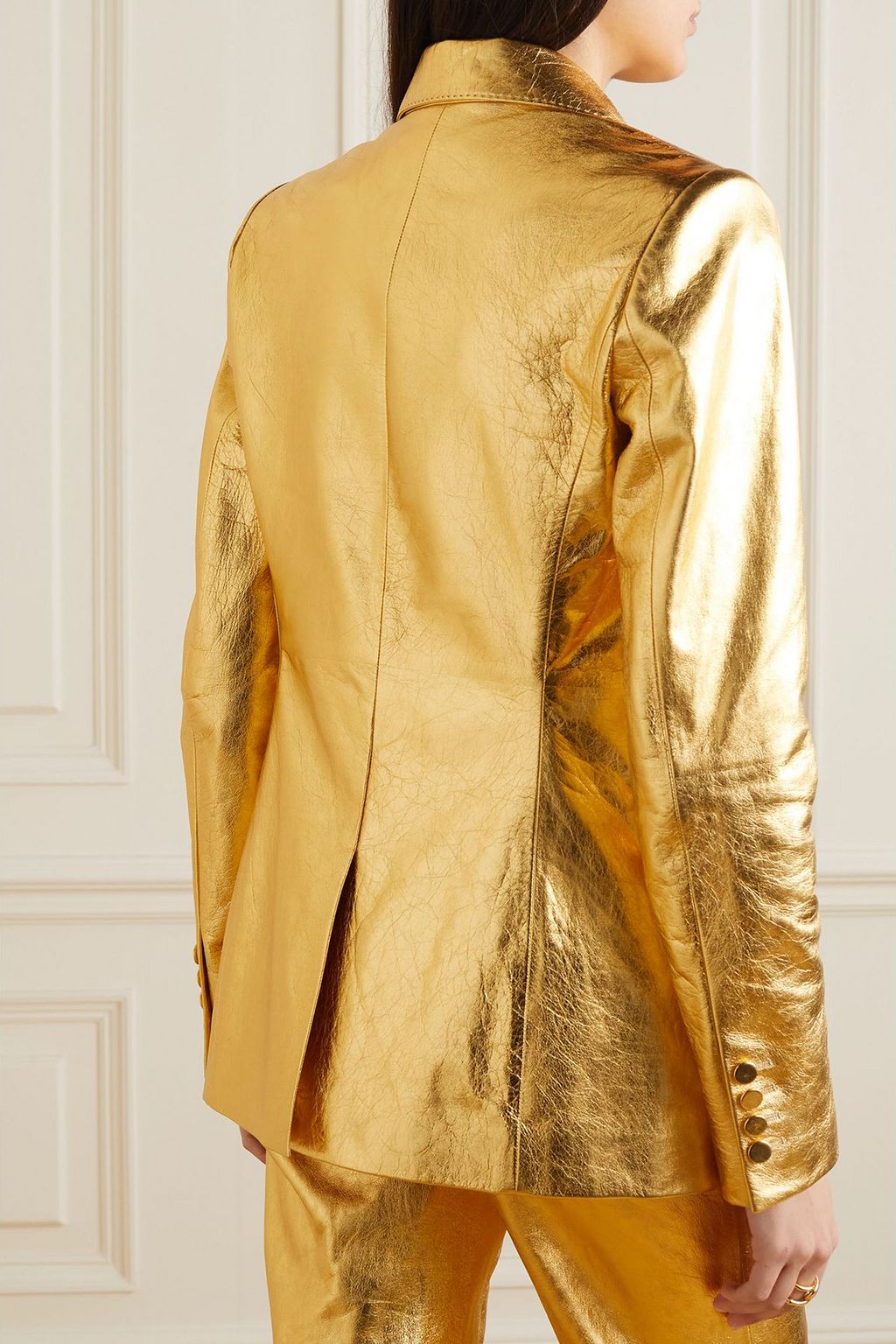 GABRIELA HEARST Angela double-breasted metallic leather blazer