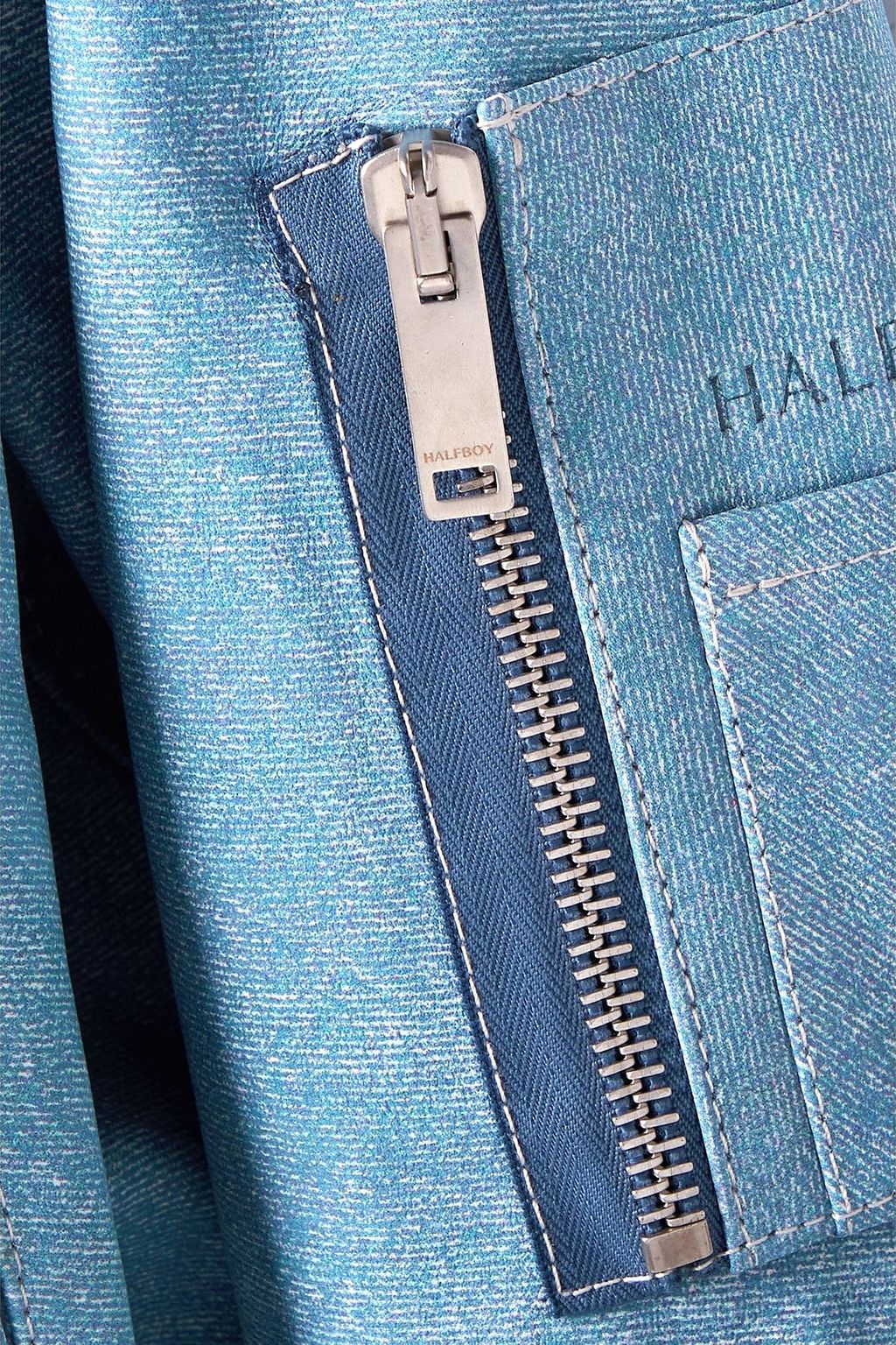 HALFBOY جاكيت بومبر من جلد السويد بطبعات