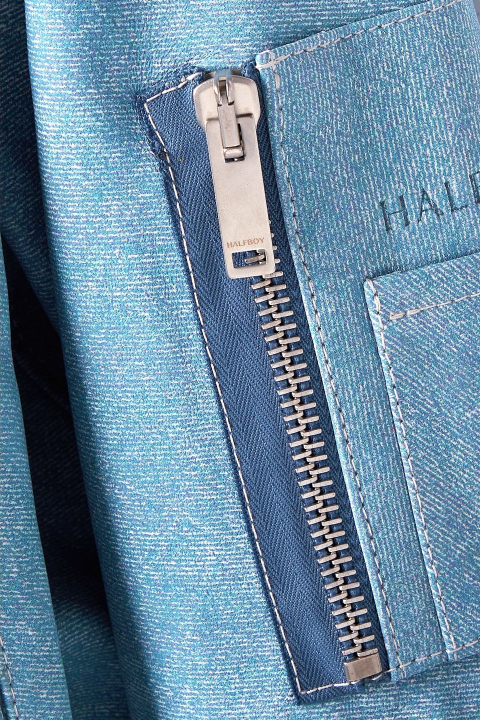 Halfboy Printed Suede Bomber Jacket In Blue