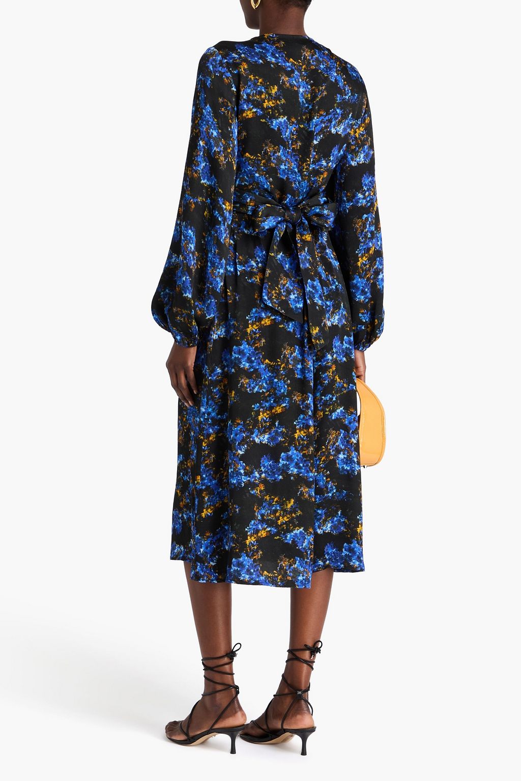 DAY BIRGER ET MIKKELSEN ハンマードサテンクレープ ミディワンピース プリント入り