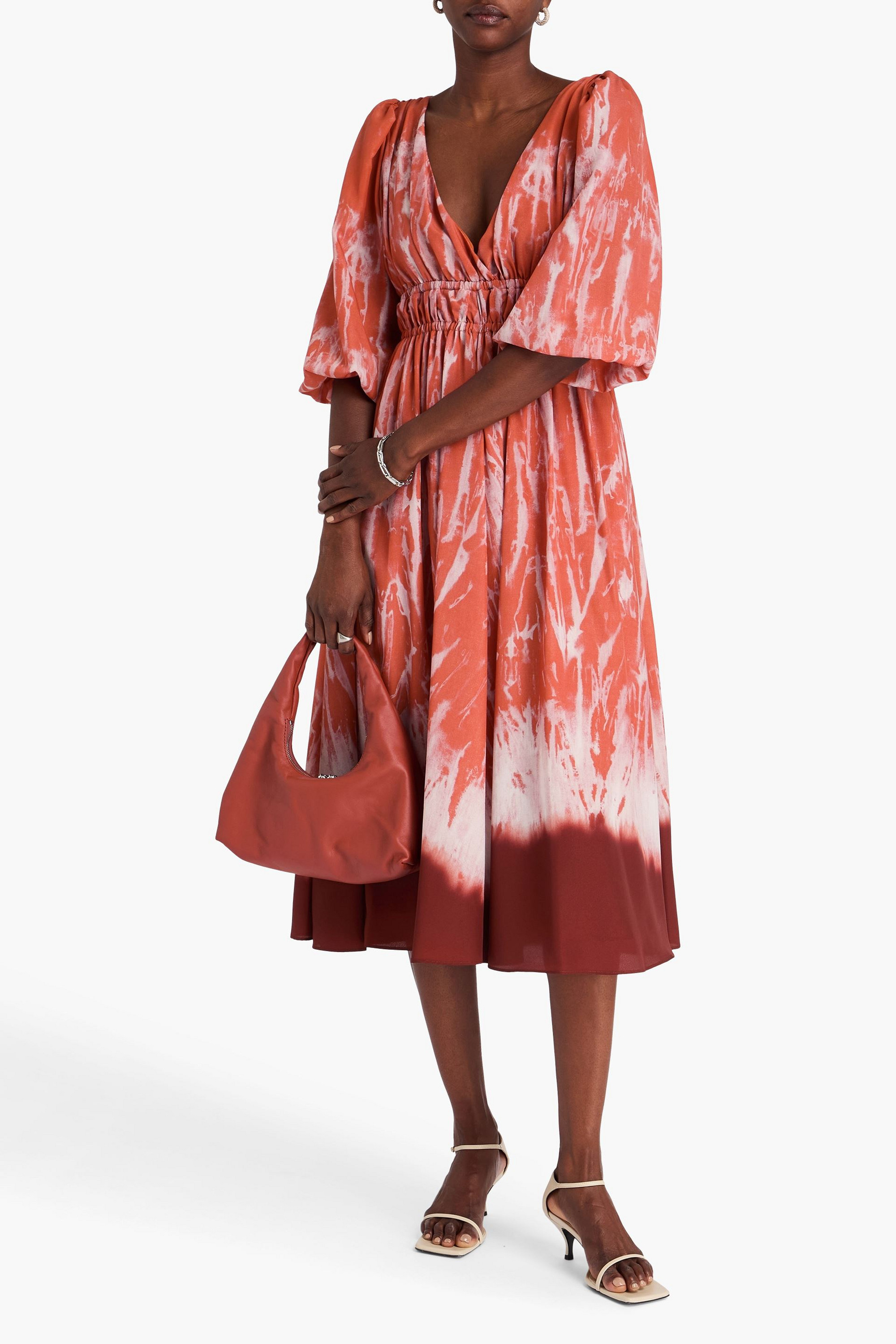 Altuzarra Kathleen gathered tie-dyed crepe de chine maxi dress