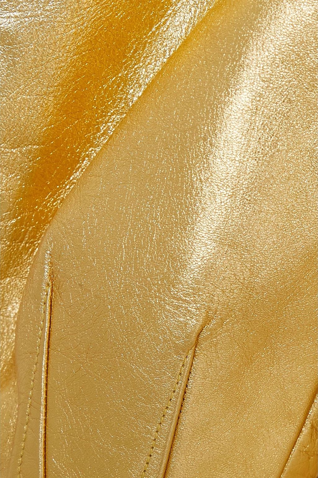 GABRIELA HEARST Hyacinth schulterfreies Maxikleid aus Seiden-Crêpe, recyceltem Tüll und Leder in Metallic-Optik