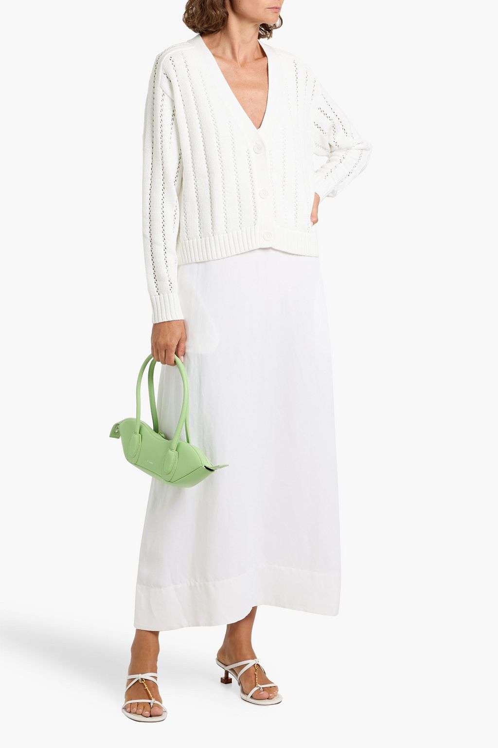 AUTUMN CASHMERE Pointelle-knit cotton cardigan