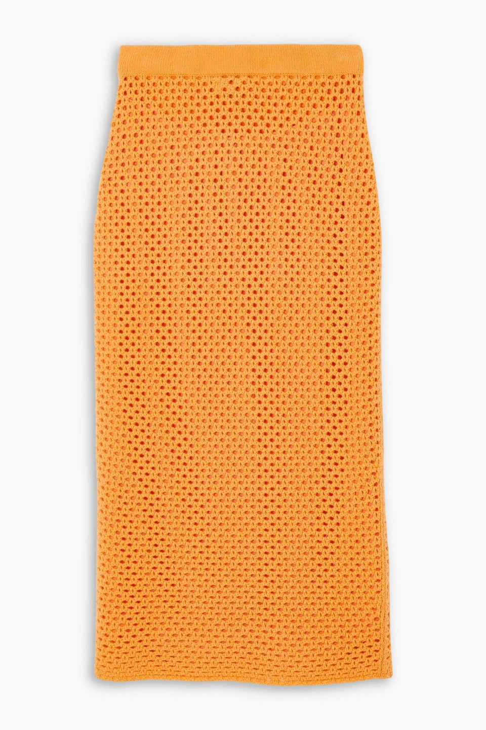 Gabriela Hearst Tana Crocheted Wool And Cashmere-blend Midi Skirt In Orange